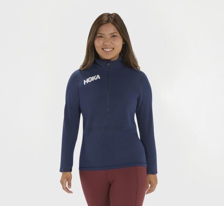 Hoka One One 1/2 Zip Midlayer - Top Dama Moonlit Ocean | RO-TXMUinM